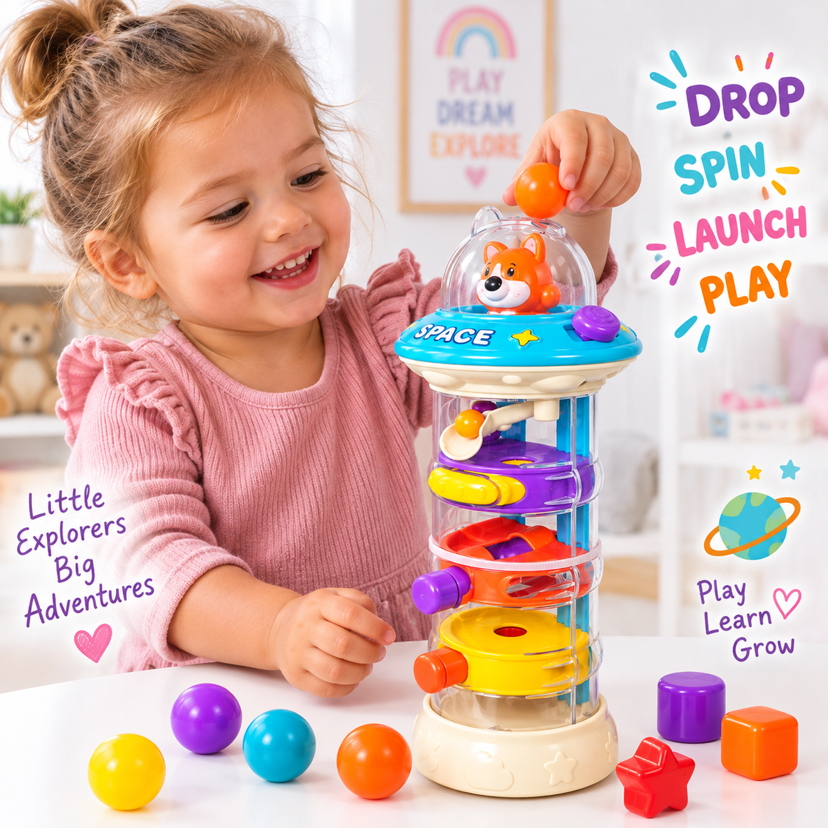 ππͺ Flying Saucer Activity Tower β Drop, Spin & Discover!