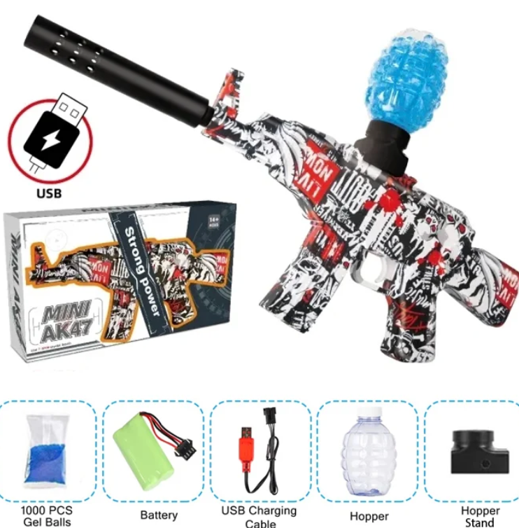 Mini AK47 Electric Gel Ball Blaster Red