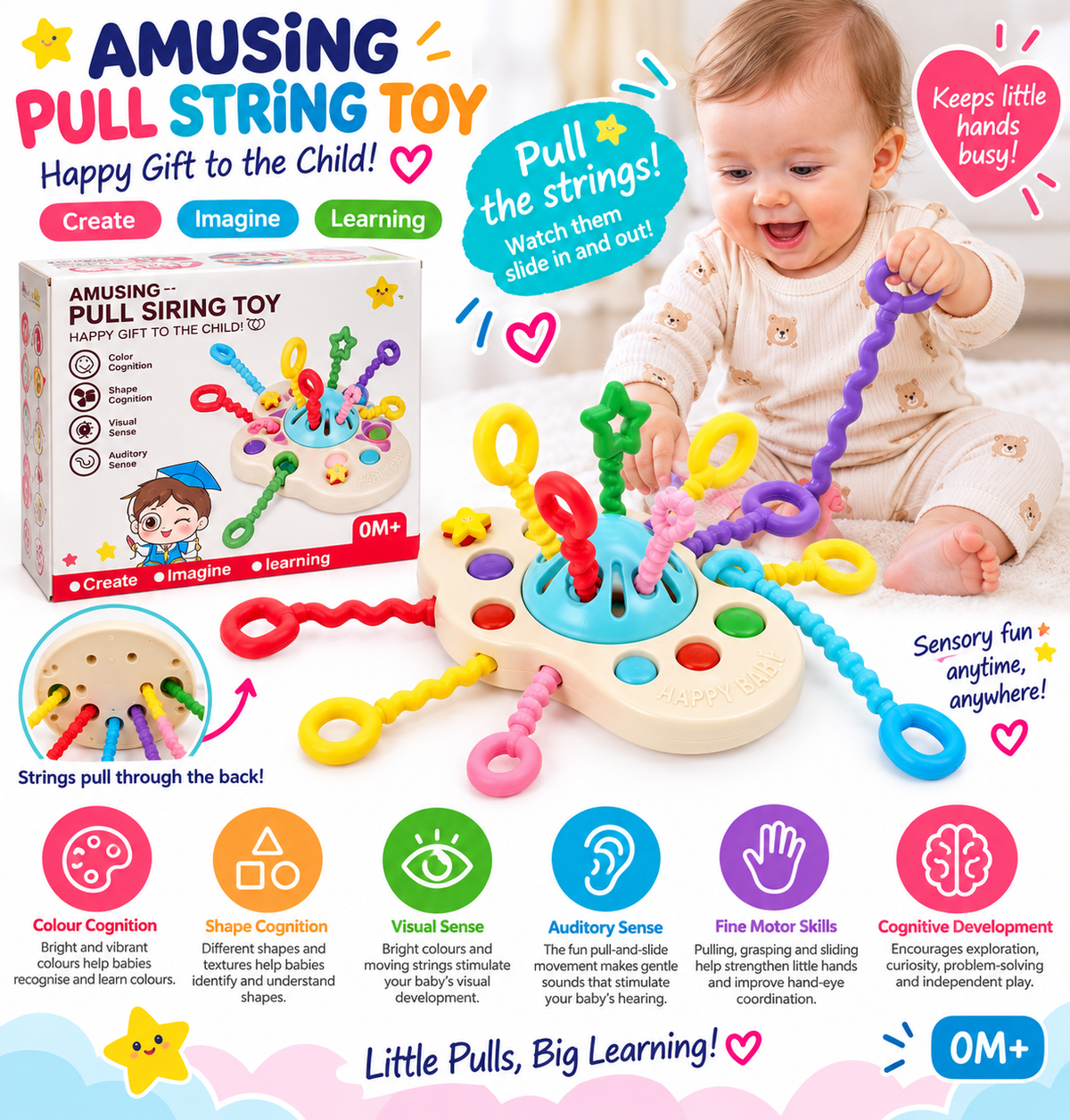 ππΆ Amusing Pull String Sensory Toy β Little Pulls, Big Learning!