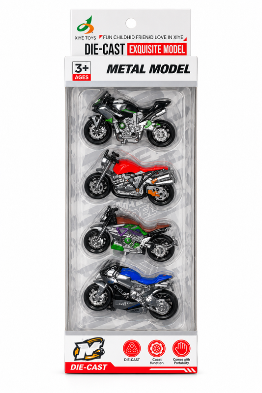 Metal Motorcycle Set – 4 Piece