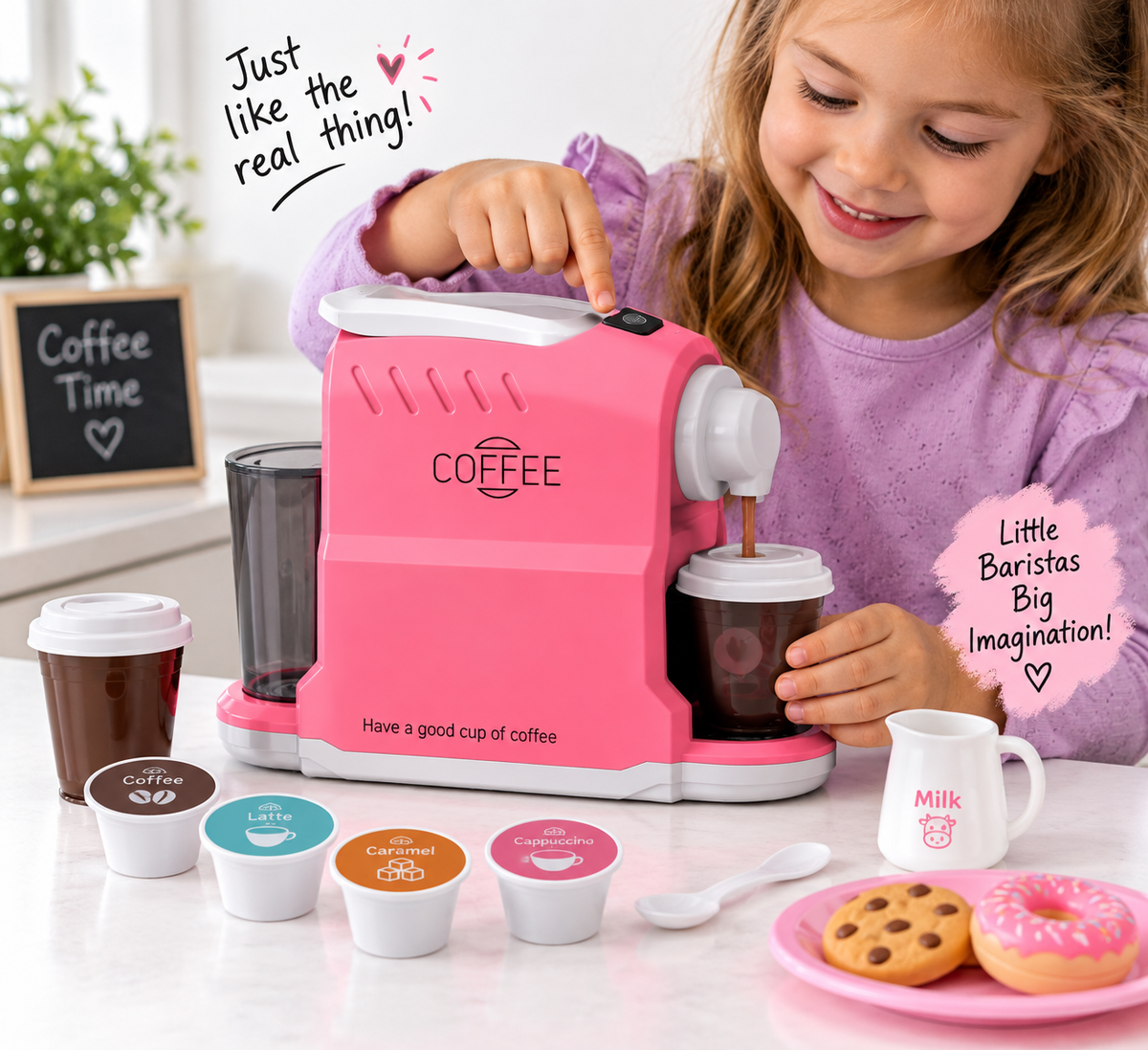 ☕💕 Mini Coffee Machine Play Set – Little Barista Fun!