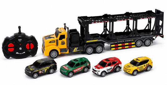 🚛🏎️ RC VEHICLE TRANSPORT TRUCK + 4 CARS 🏎️🚛