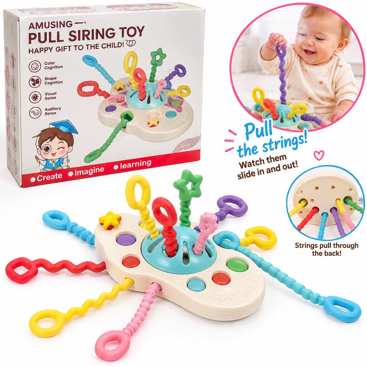 🌈👶 Amusing Pull String Sensory Toy – Little Pulls, Big Learning!