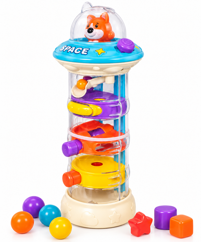 🚀🪐 Flying Saucer Activity Tower – Drop, Spin & Discover!