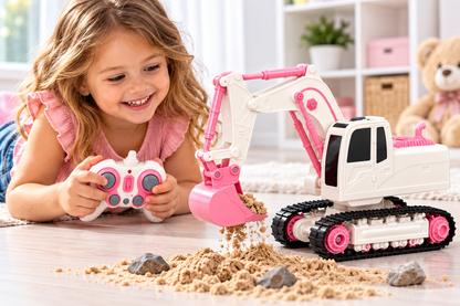 Pink Remote Control Excavator – Dig, Scoop & Play