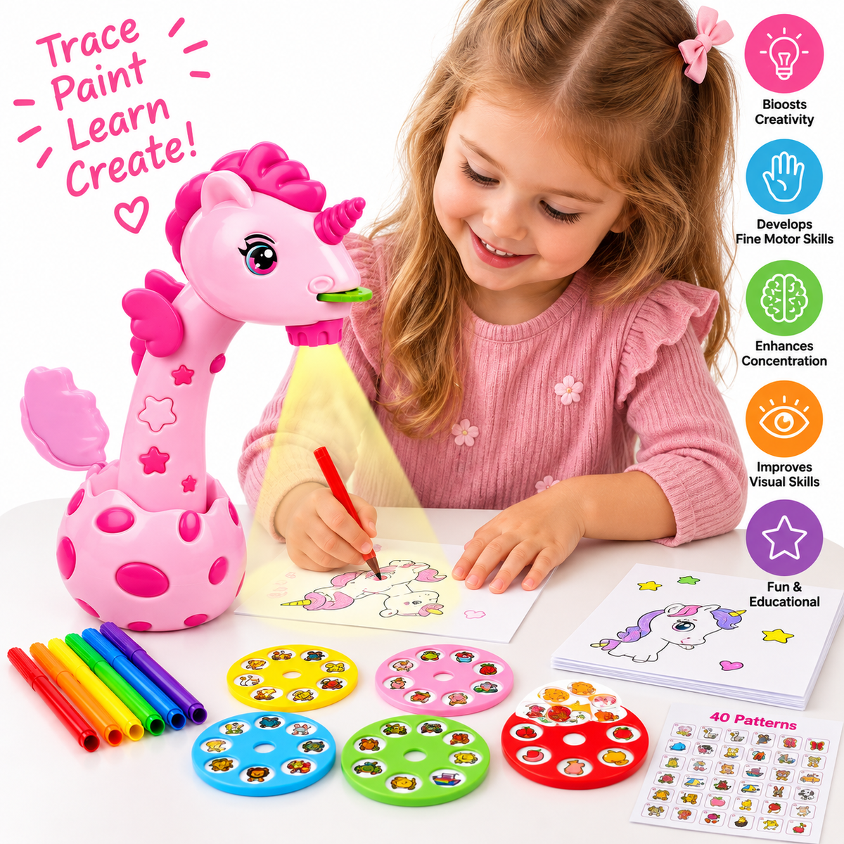 🦄🎨 Projection Painting Learning World – Trace, Draw & Create!