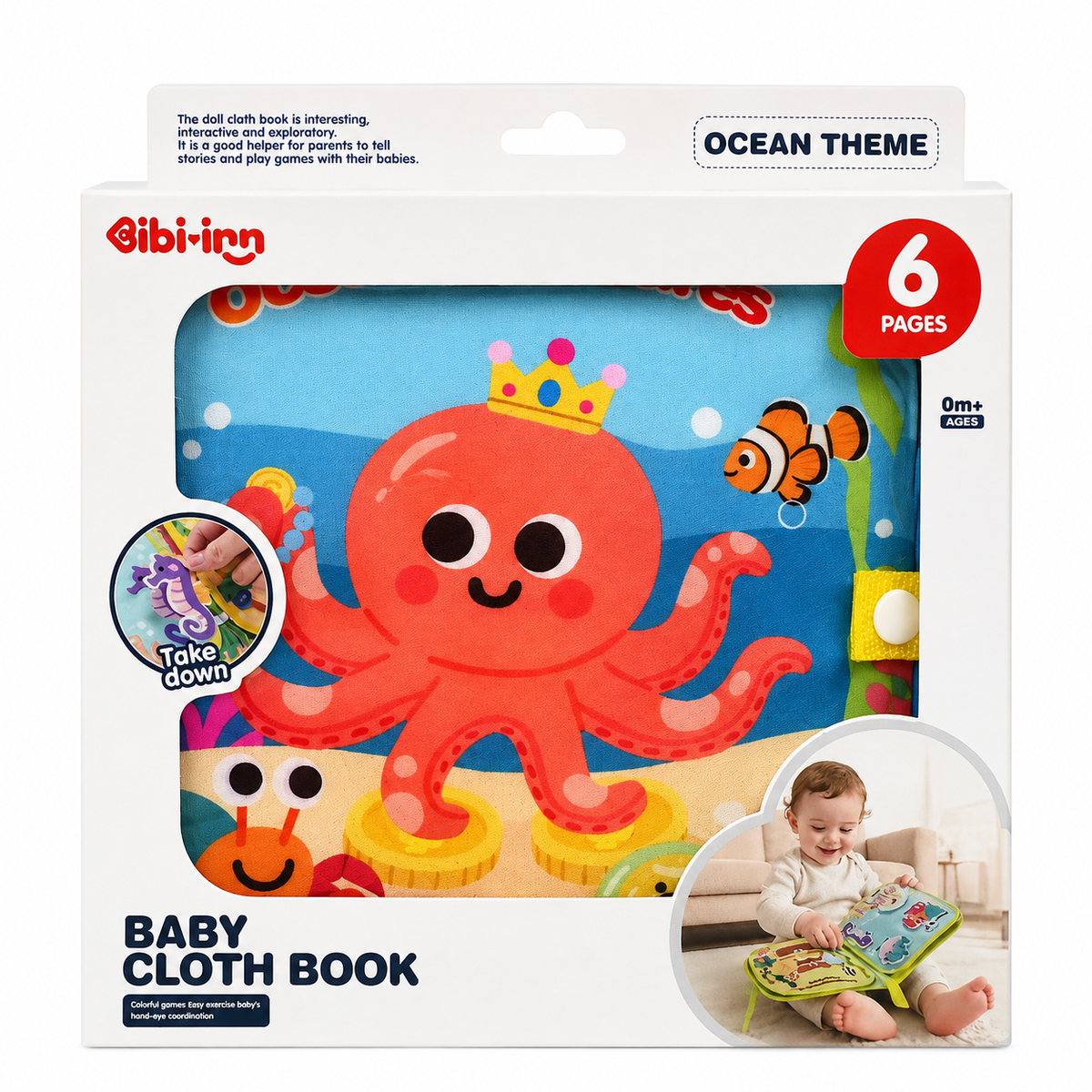 🌊🐙 Baby Ocean Cloth Book – Learn, Touch & Explore