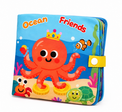 🌊🐙 Baby Ocean Cloth Book – Learn, Touch & Explore