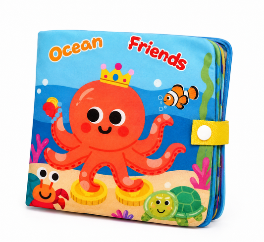 🌊🐙 Baby Ocean Cloth Book – Learn, Touch & Explore