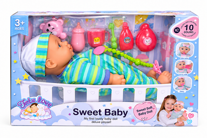 👶💕 Sweet Baby Interactive Doll – 10 Sounds & Baby-Care Fun!