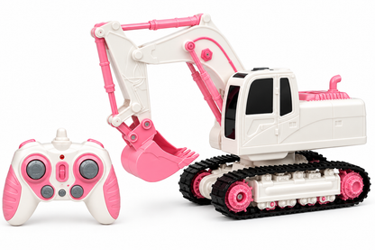 Pink Remote Control Excavator – Dig, Scoop & Play