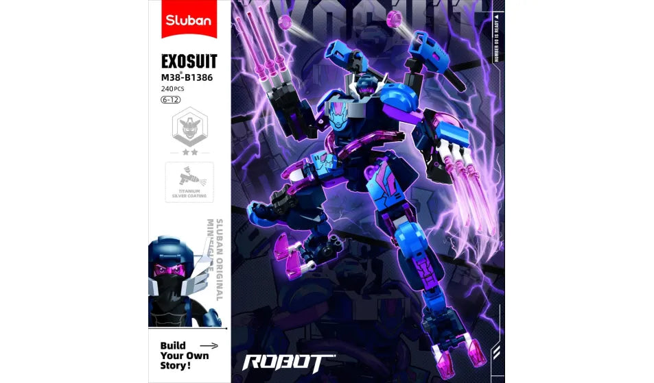 Bring Your Own Futuristic Creation To Life -Robot Build With Titanium Silver Coating – 240 Pieces 🤖